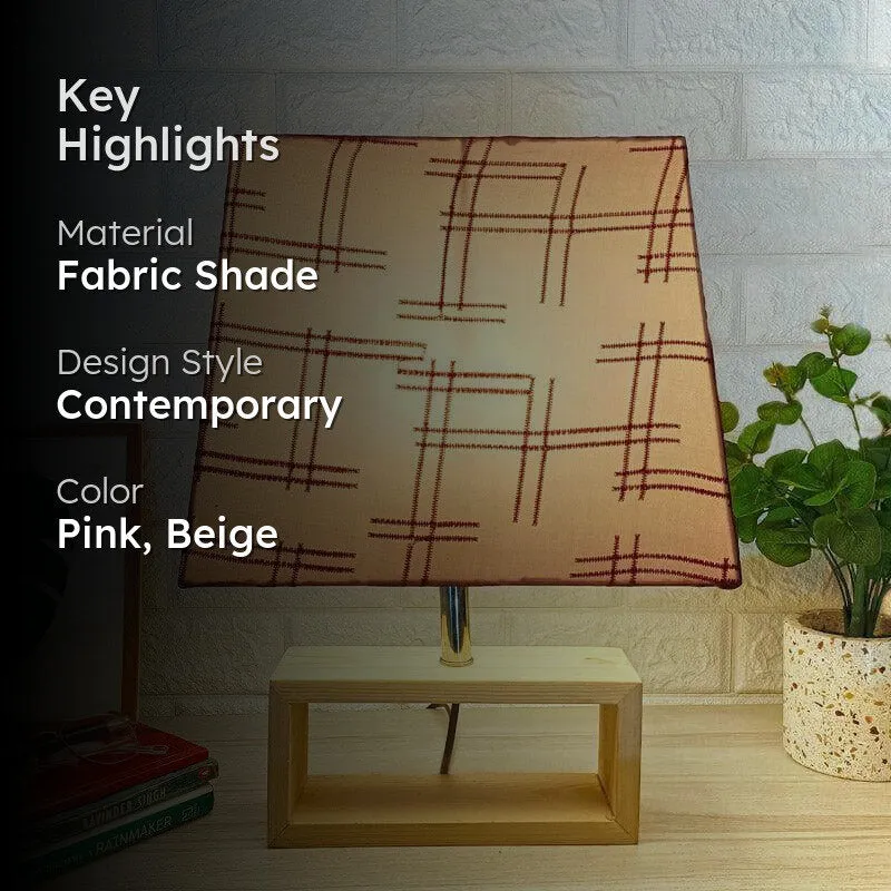 Siroqa Cuboidal Fabric Table Lamp - Pink,Beige media 2