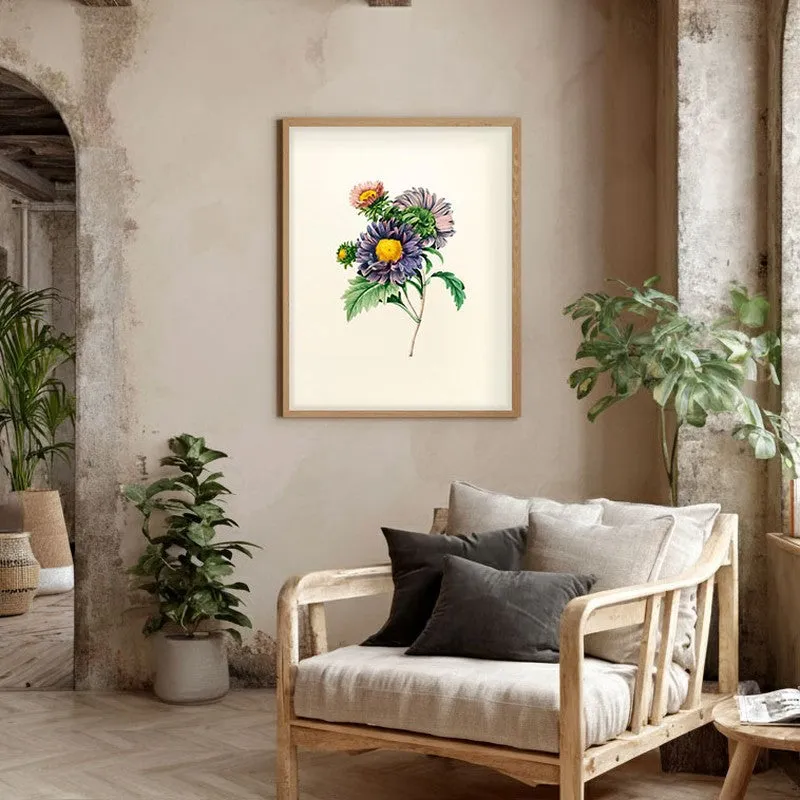 Purple Petals Archival Paper Wall Art - Natural Brown Frame media 4