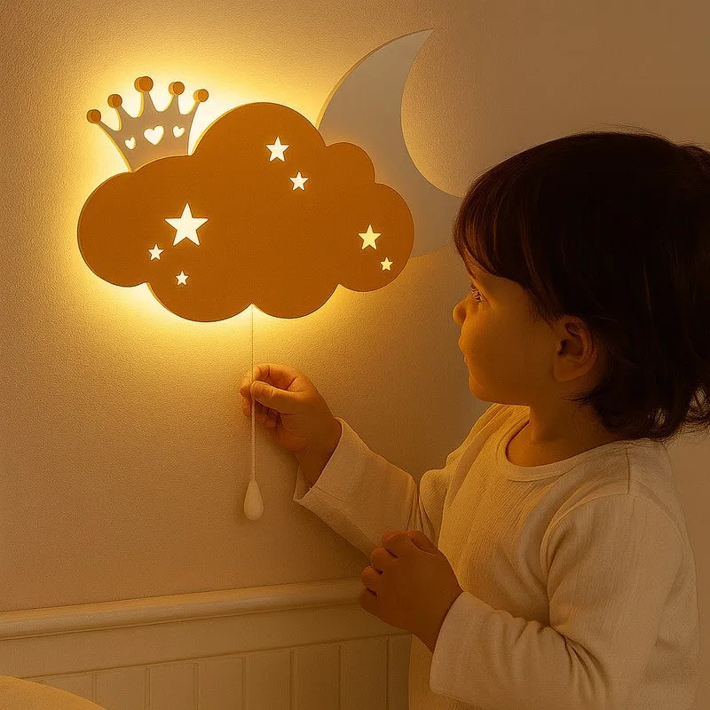 Sleepy Night Sky Cloud Battery Operated MDF Wall Lamp - Orange media 4