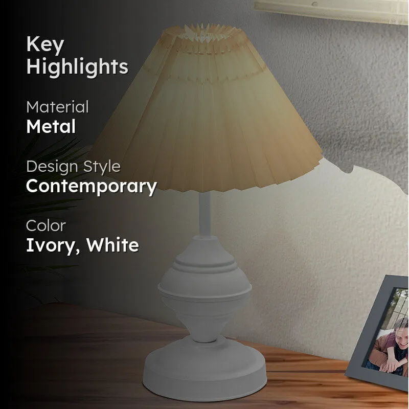 French Pleat Orbin Metal Table Lamp - Ivory,White media 2