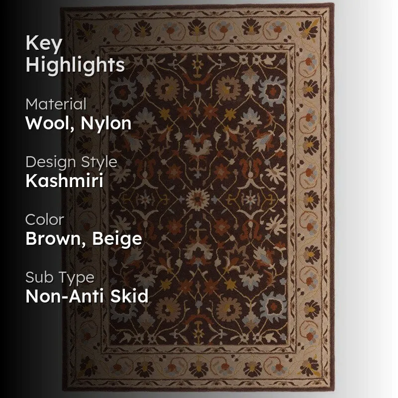 Ahriman Hand Tufted Ethnic Wool & Nylon Carpet - Brown media 2