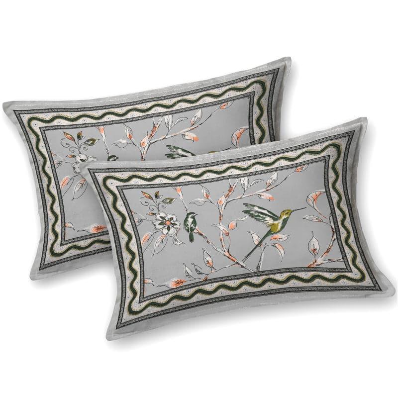 Birdie Orchard Floral Cotton Bedsheet (Grey) - 124 TC media 4