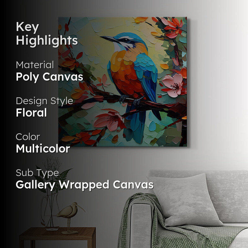 Bird On Branch Poly Canvas Wall Painting media 2