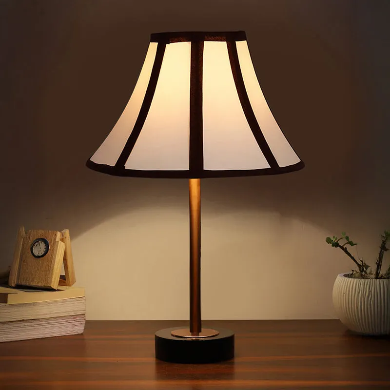 Stripra Rodin Wooden Table Lamp - White,Copper,Black media 1