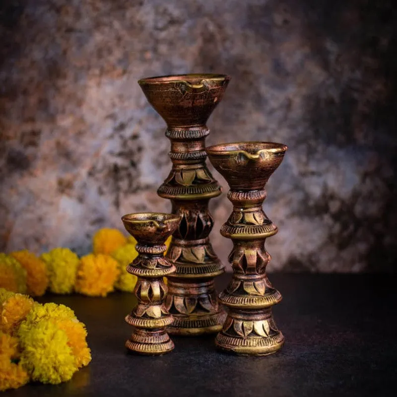 Vintage Charm Diya - Set Of Three media 7