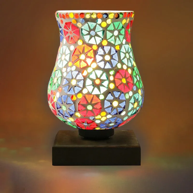 Auracraft Mosaic Glass Table Lamp With Wooden Base - Multicolor media 7