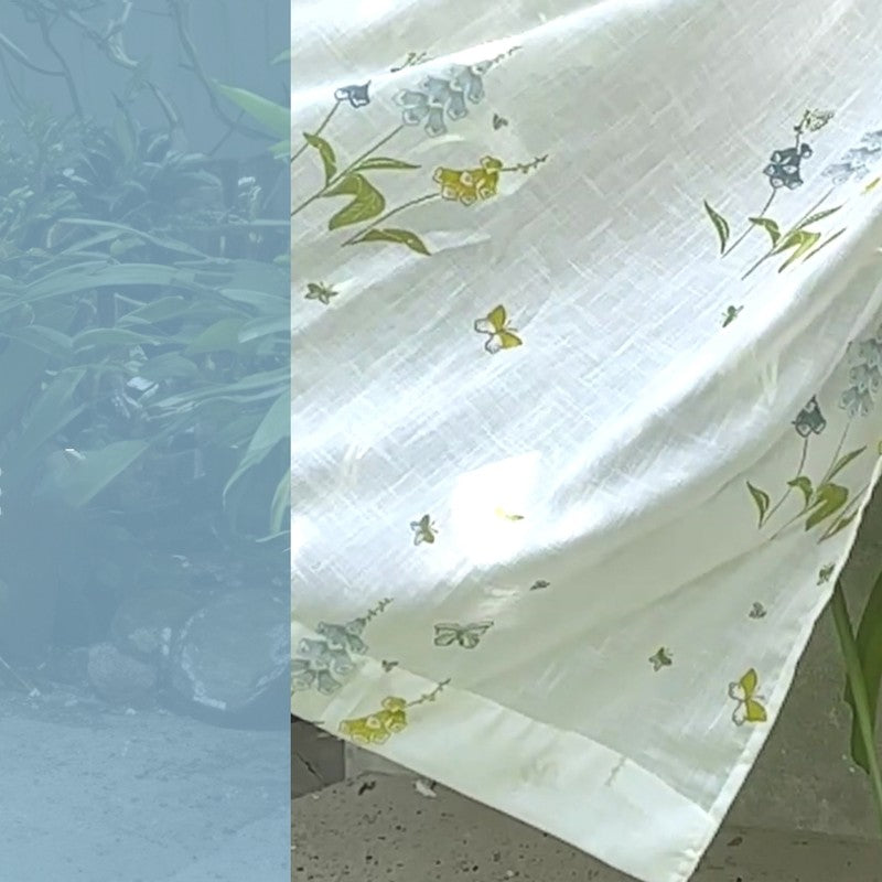 Tranquebar Home Petal Whisper Polyester Curtains(Blue) - Set Of Two media 6