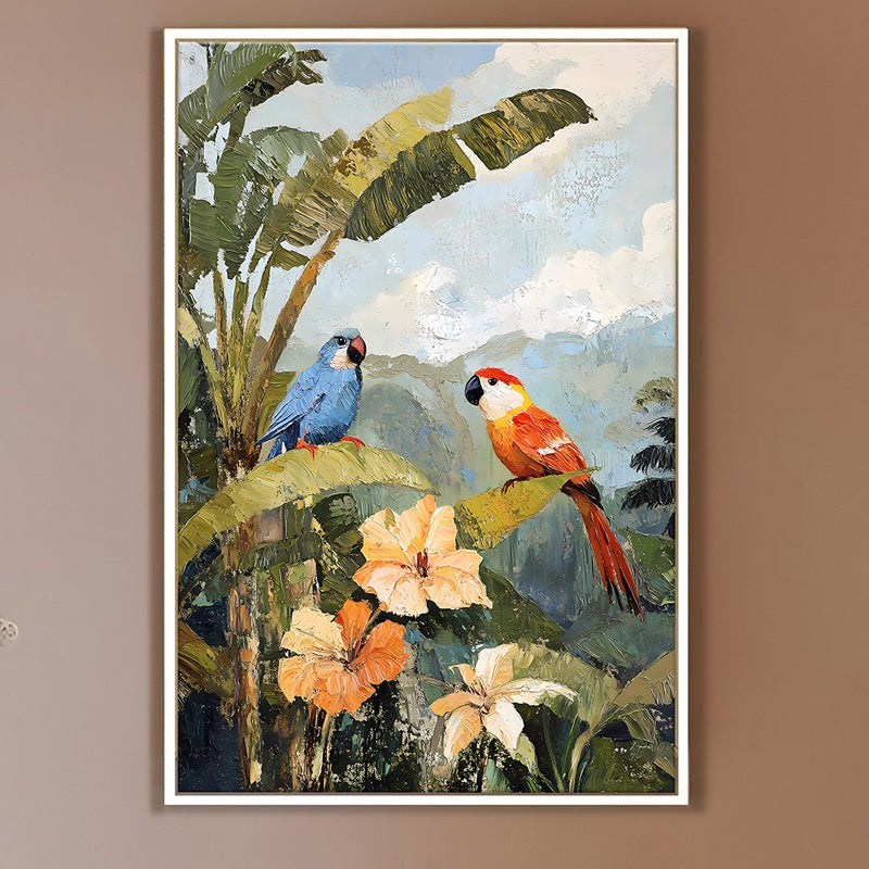 Tropical Bird Canvas Wall Painting With Frame media 3