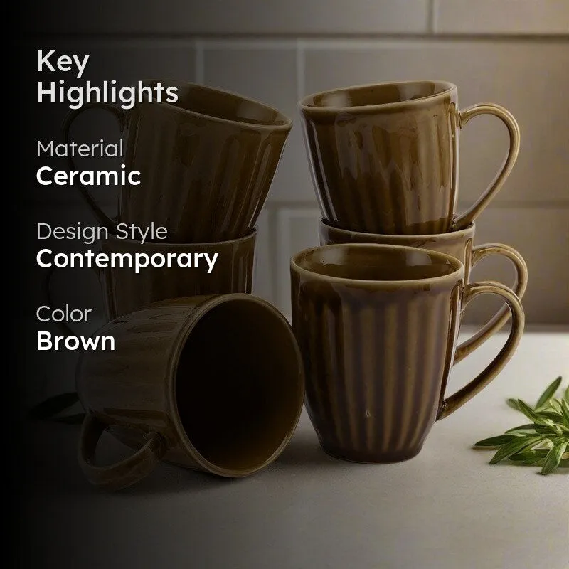 Earthy Ceramic Coffee Mug (400 mL Each) - Set of Six media 2