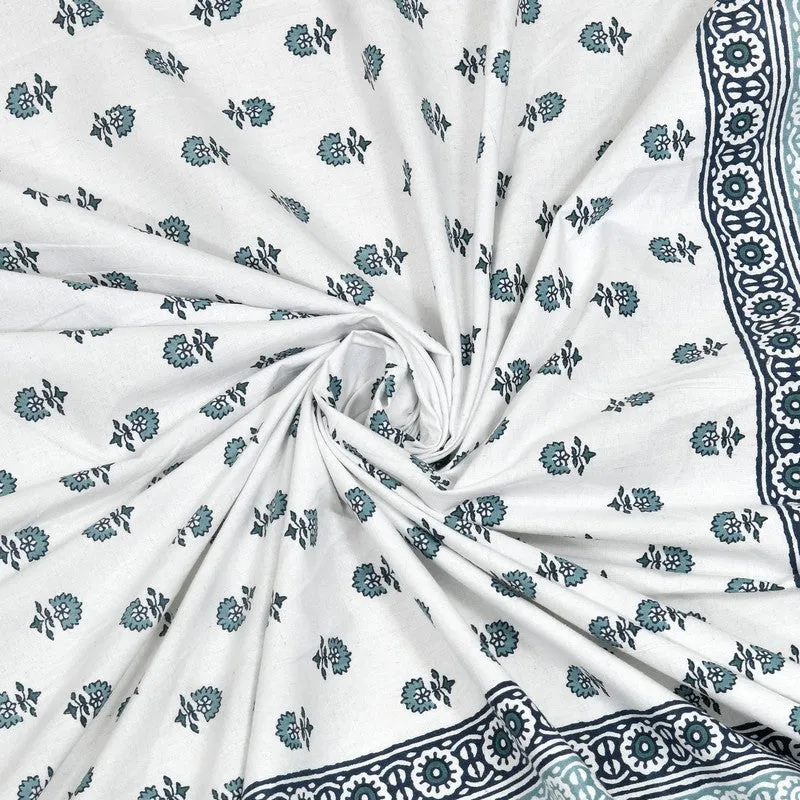 Gardenva Cotton Bedsheet (Blue,White) - 240 TC media 5