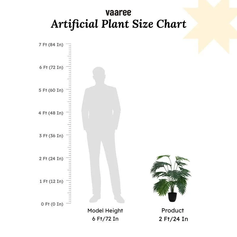 Artificial Areca Palm Plant With Black Plastic Pot - 2 ft media 9