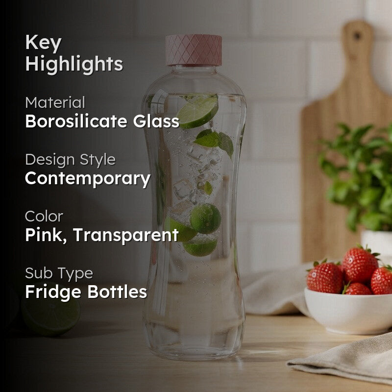 Rioware Active Pour Water Bottle (Pink & Transparent) -1000 mL media 2
