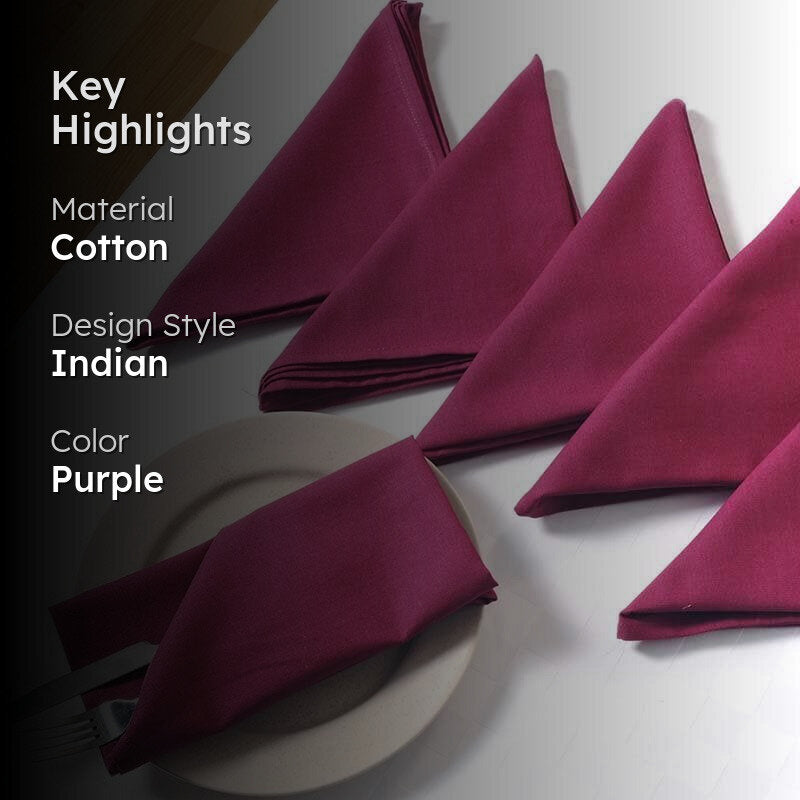 Swayam Essentially Purple Table Napkin - Set Of Six media 2