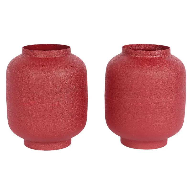 Laure Iron Vase (Red) - Set Of Two media 3