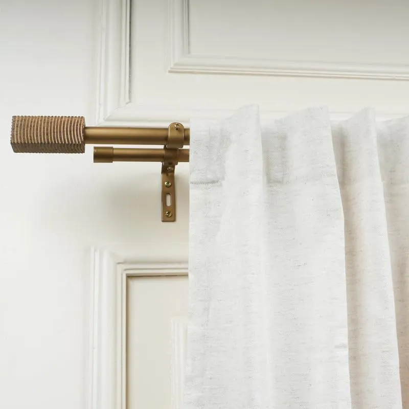 Cedars Etch Duo Extendable 1" Double Curtain Rods With Square Finial & Brackets media 1