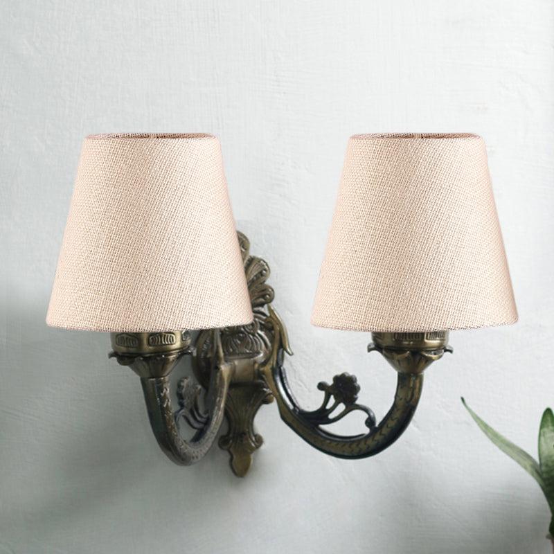 Vintage Conical Duo Fabric & Metal Wall Lamp - White media 5