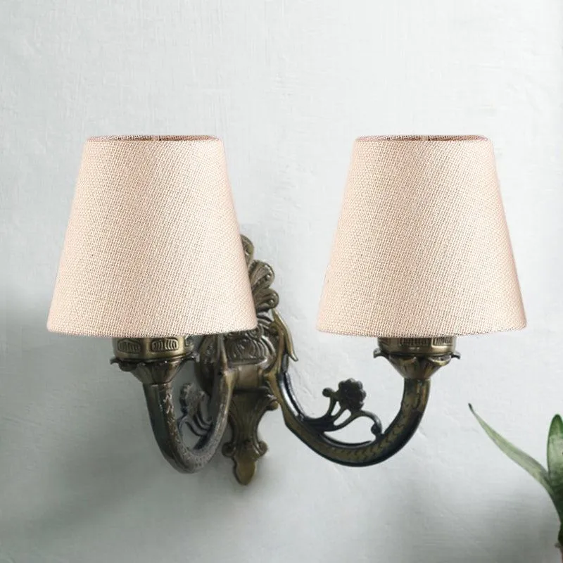 Vintage Conical Duo Fabric & Metal Wall Lamp - White media 5