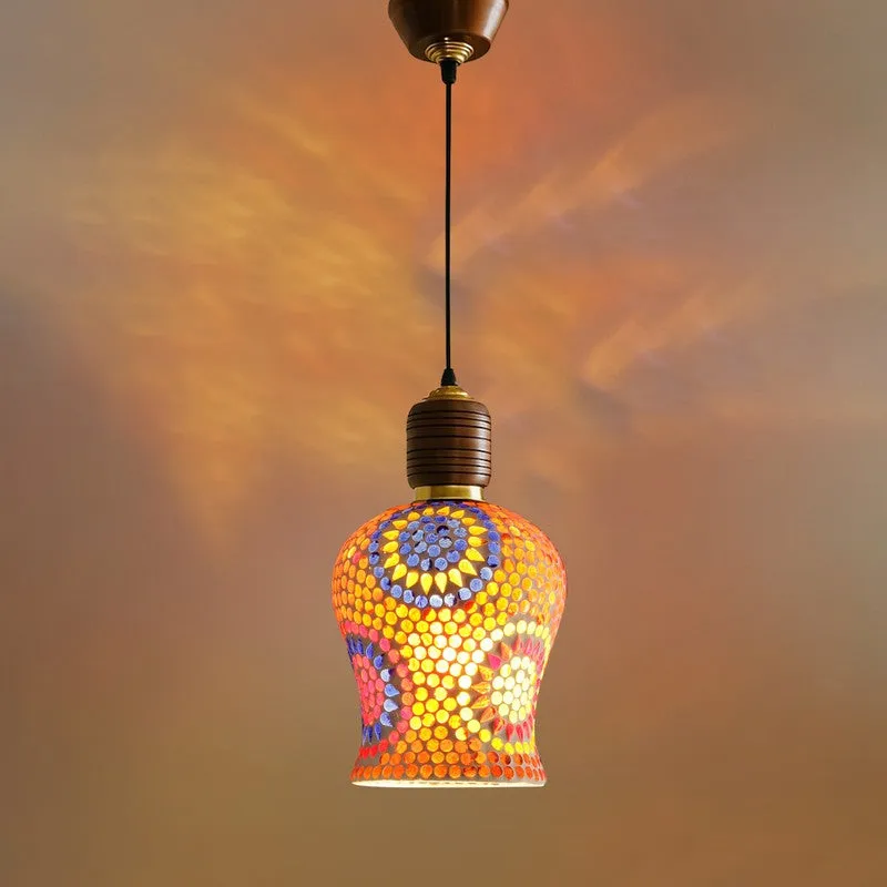 Mosaic Bell Pendant Wooden Ceiling Lamp media 6