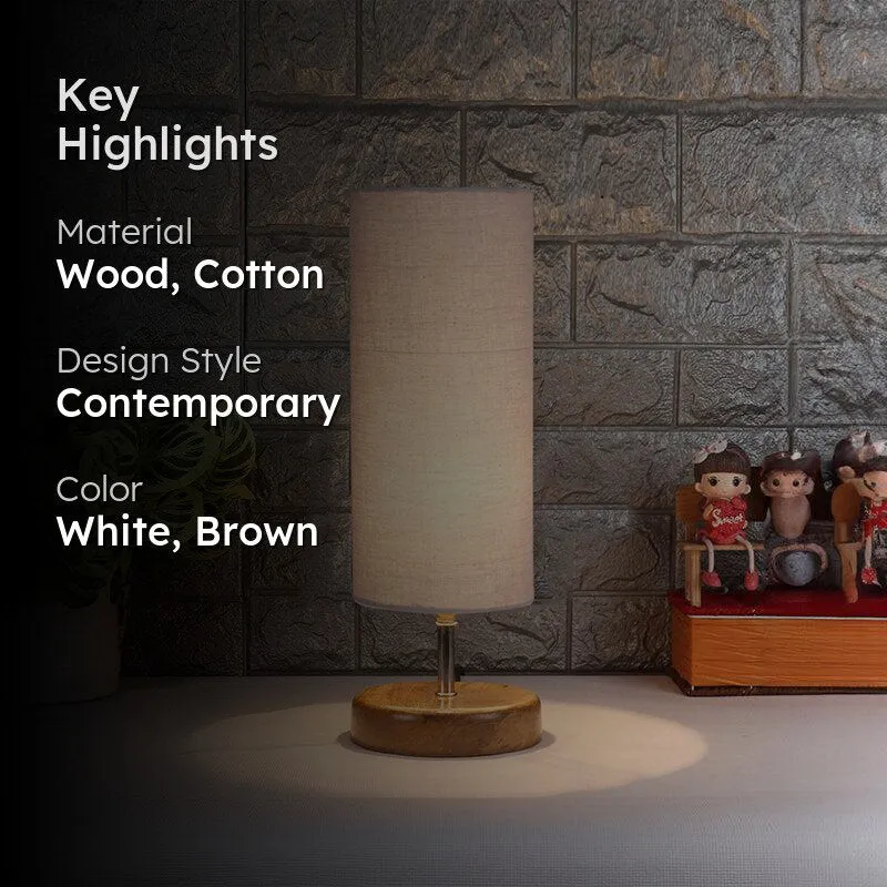 Hisha Wooden Table Lamp - White,Brown media 2