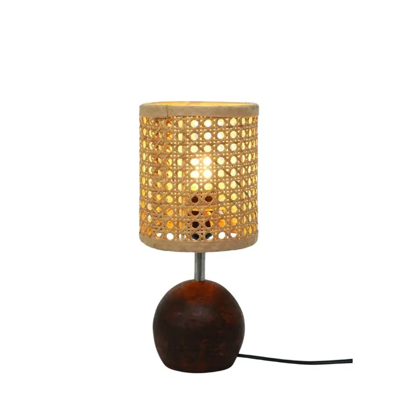 Openweave Wooden & Cotton Table Lamp - Beige media 4
