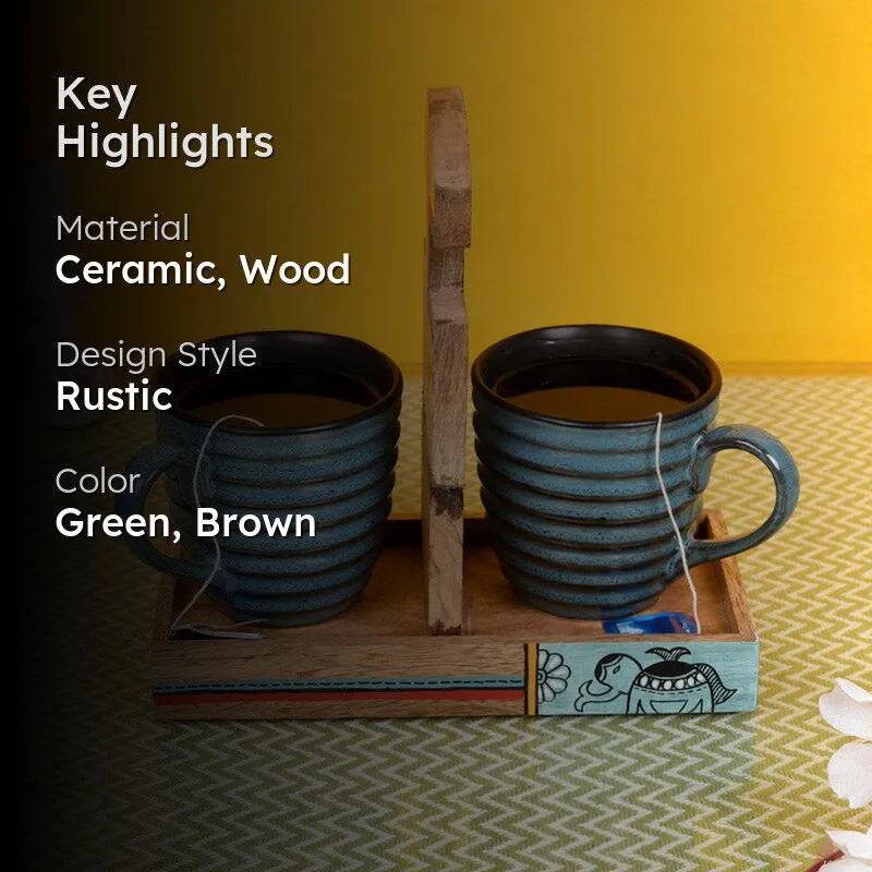 Hiral Ceramic,Wood Tea Cup (150 mL Each) -  Three Piece Set media 2