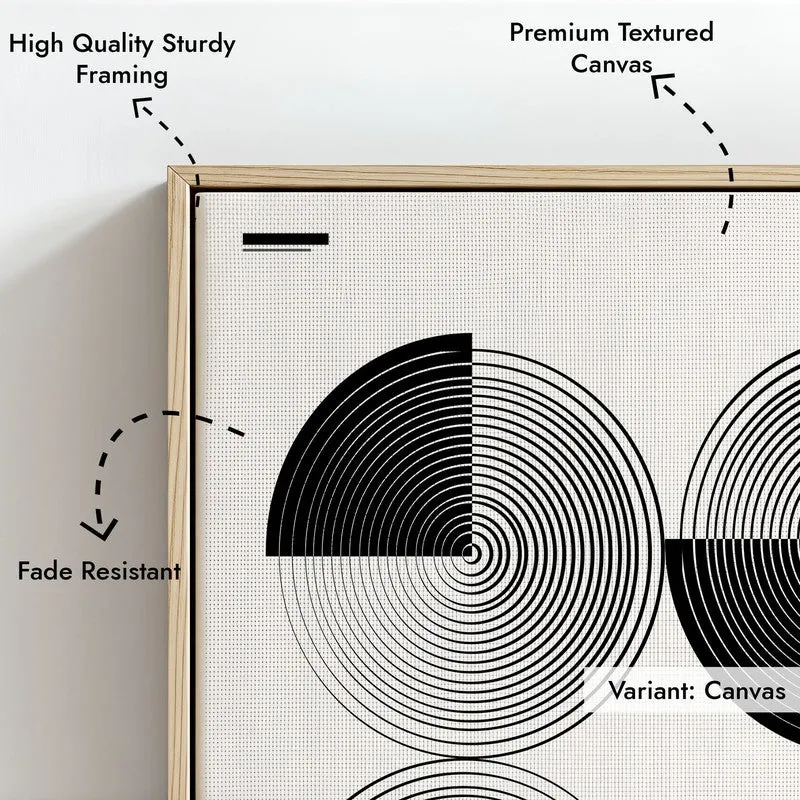 Circle Noir Framed Minimalistic Canvas Archival Canvas Wall Painting - Natural Brown Frame media 6
