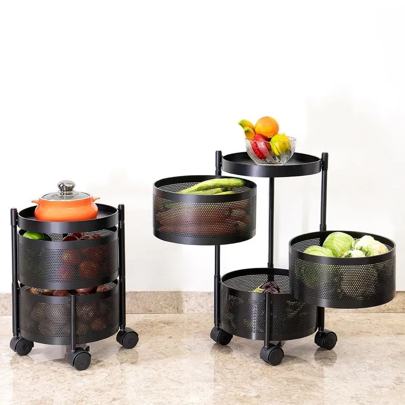 Black Metal Swinging Basket Rack for Easy Storage media 5