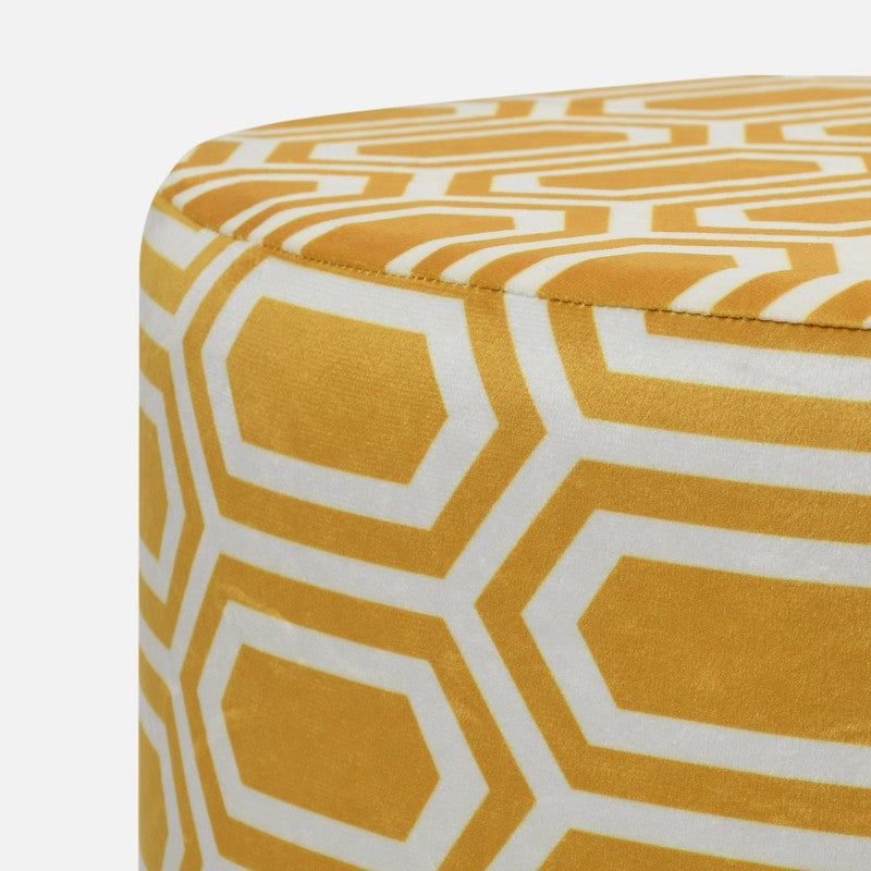 Hexora Geometric Velvet Ottoman - Yellow media 4