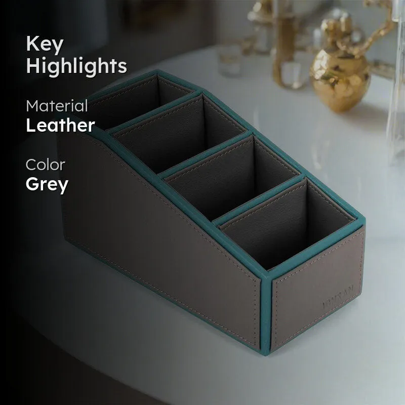 Tisca Slant Faux Leather Desk Organizer - Grey media 2