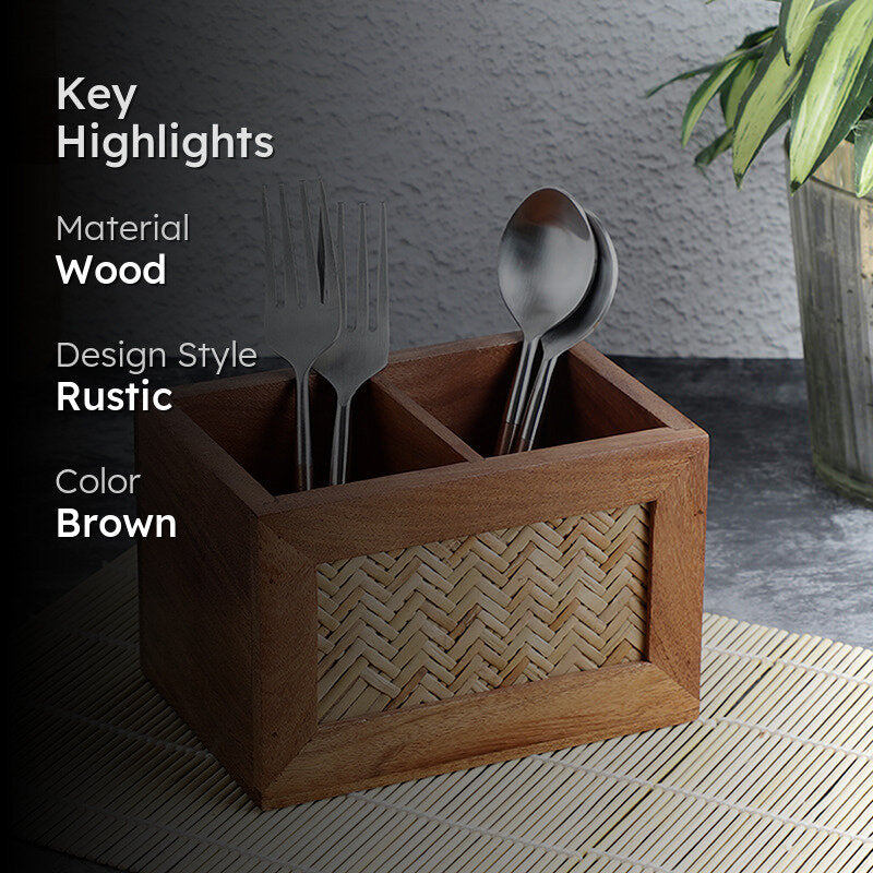Pavone Wood Cutlery Holder media 2