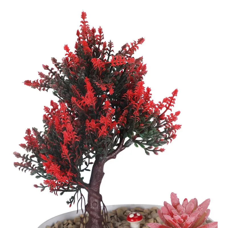 Artificial Bonsai Tree with Red Cactus media 3