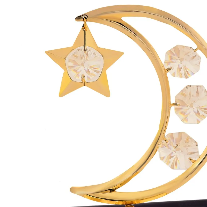 Silver Cresent 24K Gold Plated Mild Steel Showpiece media 5