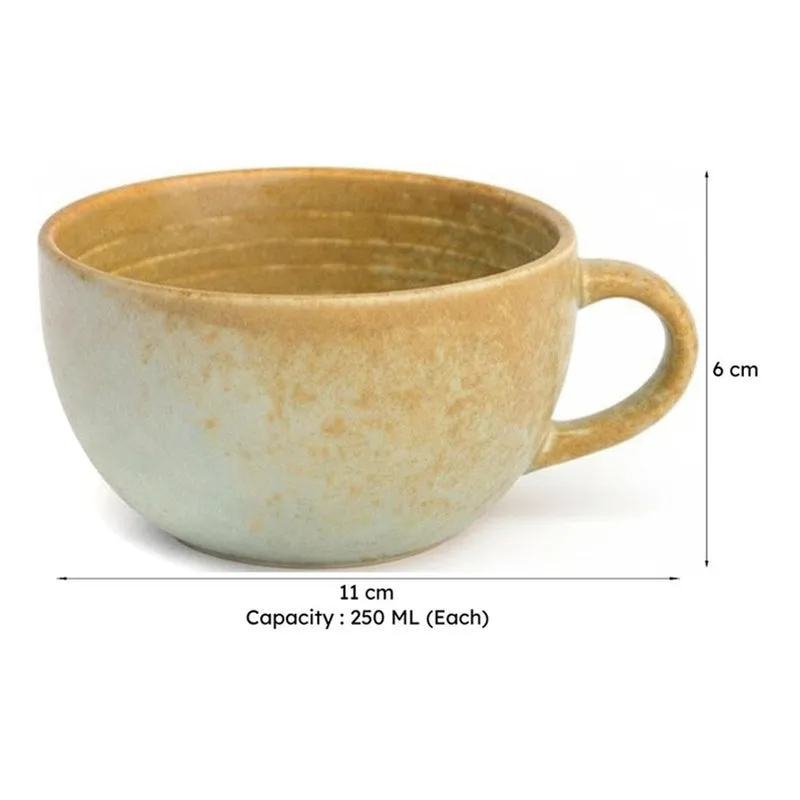 Cuddle Ceramic Tea Cup (250 mL Each),Blue,Copper) - Set Of Six media 8