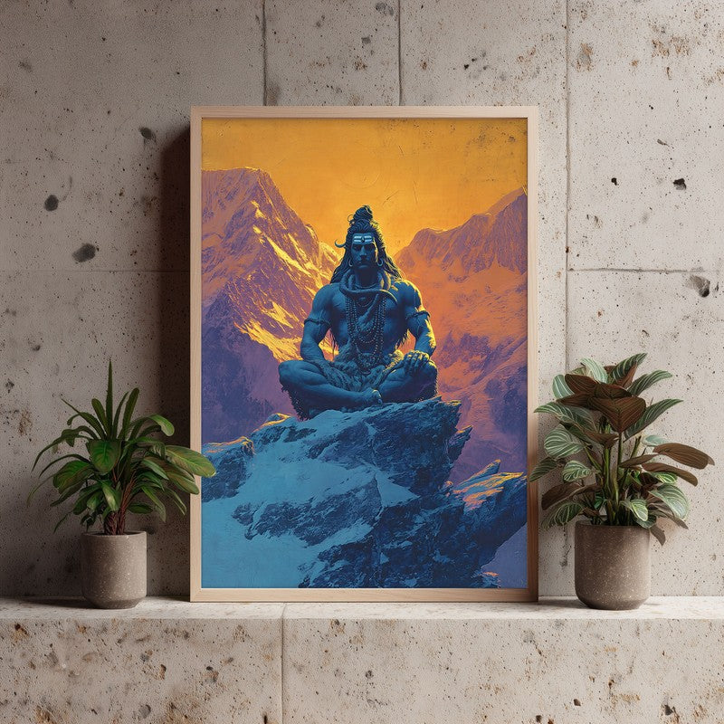 Lord Shiva Meditating II Archival Paper Wall Art - Natural Brown Frame media 4