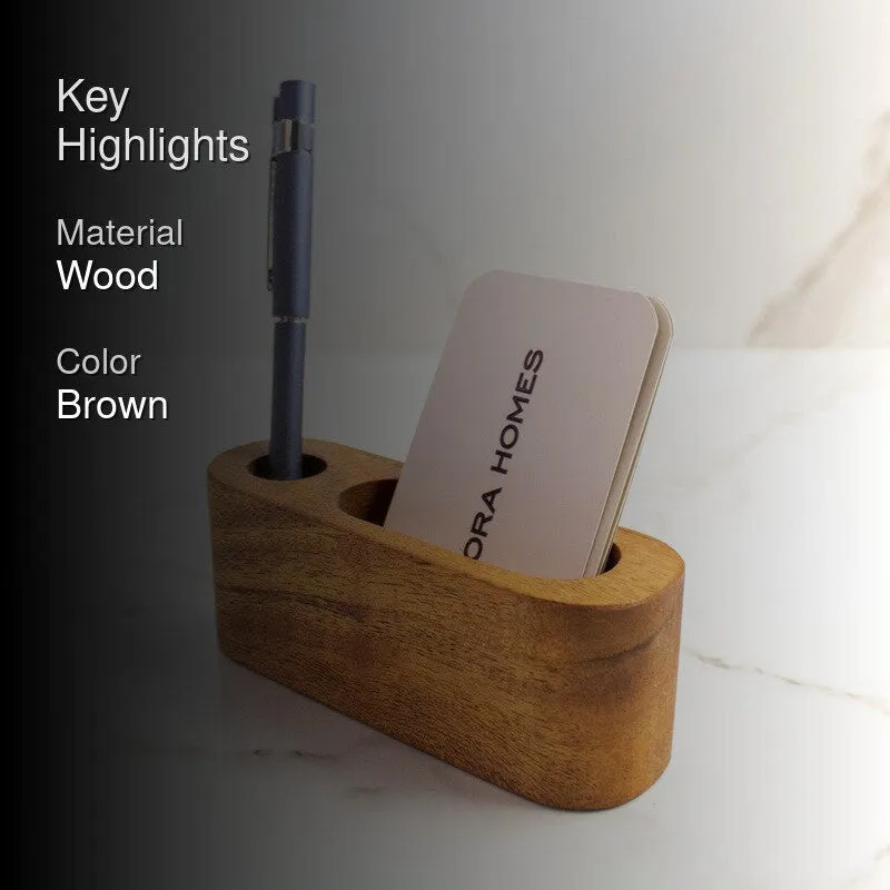 Multi-Functional Wood Desk Organizer for Office & Home - Brown media 2