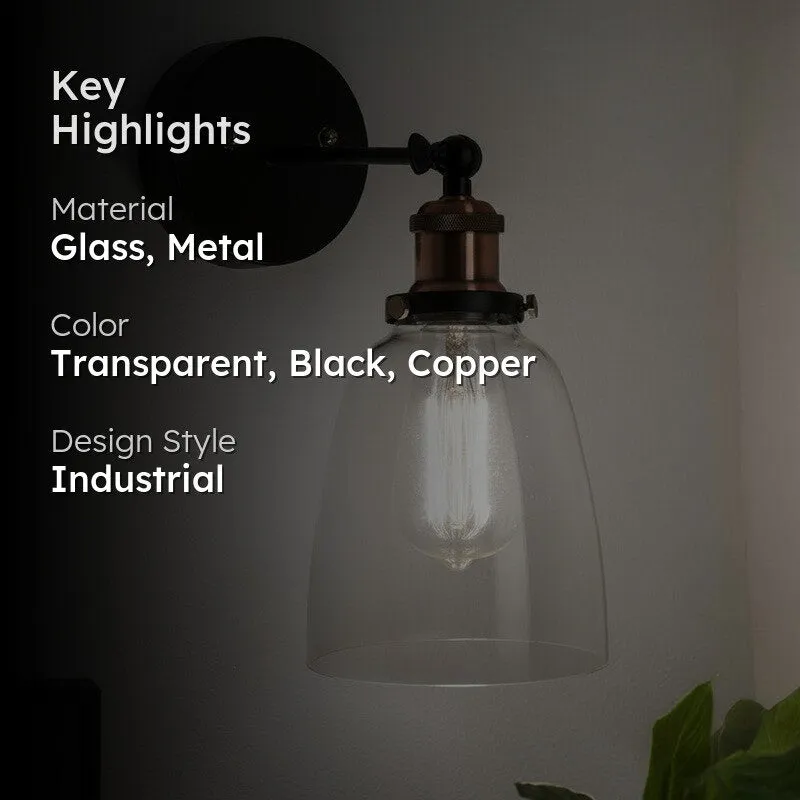 Bell Glass & Metal Wall Lamp media 2