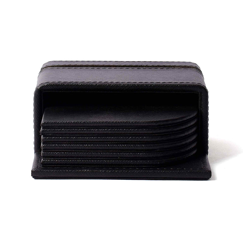 Ceastra Faux Leather Coaster (Black) - Seven Piece Set media 8