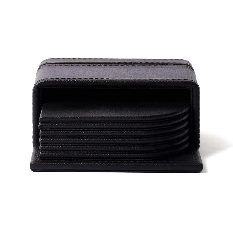 Ceastra Faux Leather Coaster (Black) - Seven Piece Set media 8
