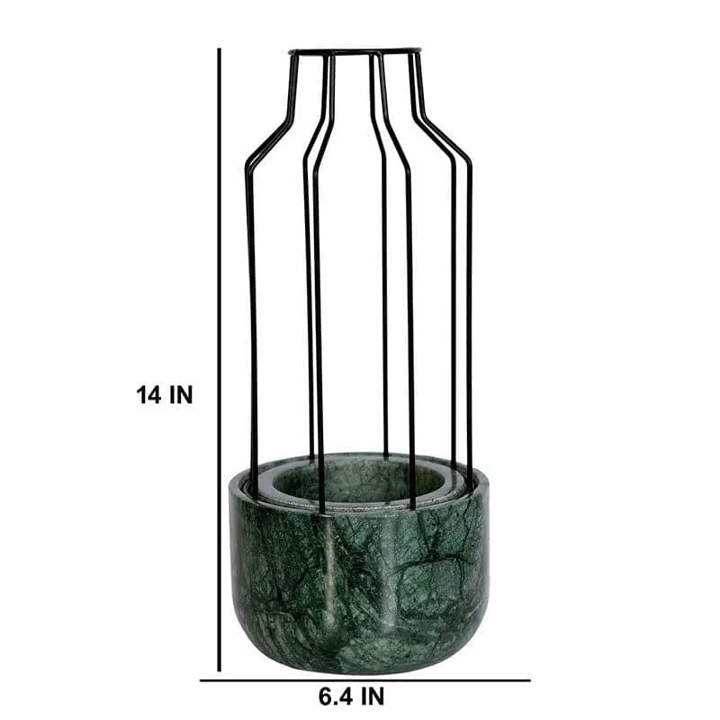 Black Mesh Eartha Hand Crafted Marble Planter - Green media 5