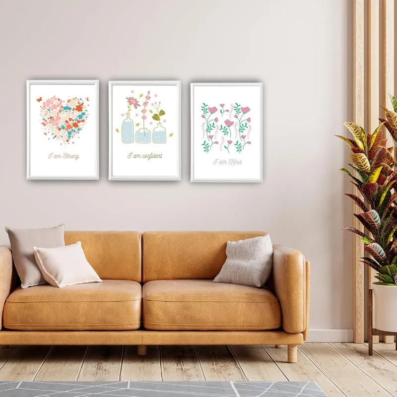 Petal Promises Paper Wall Painting With Frame - White media 3