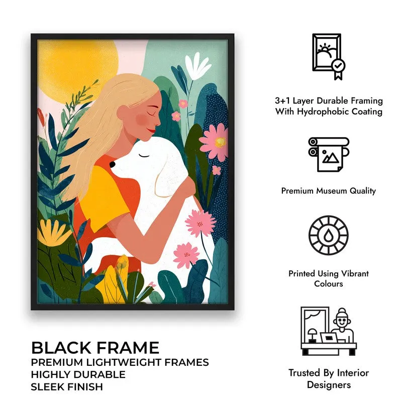 Verdant Hug Canvas Wall Painting - Black Frame media 9
