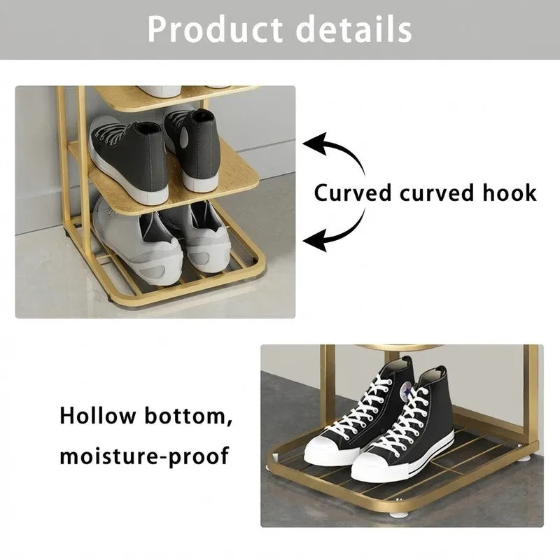 Portable Metal Shoe Rack - Gold media 5