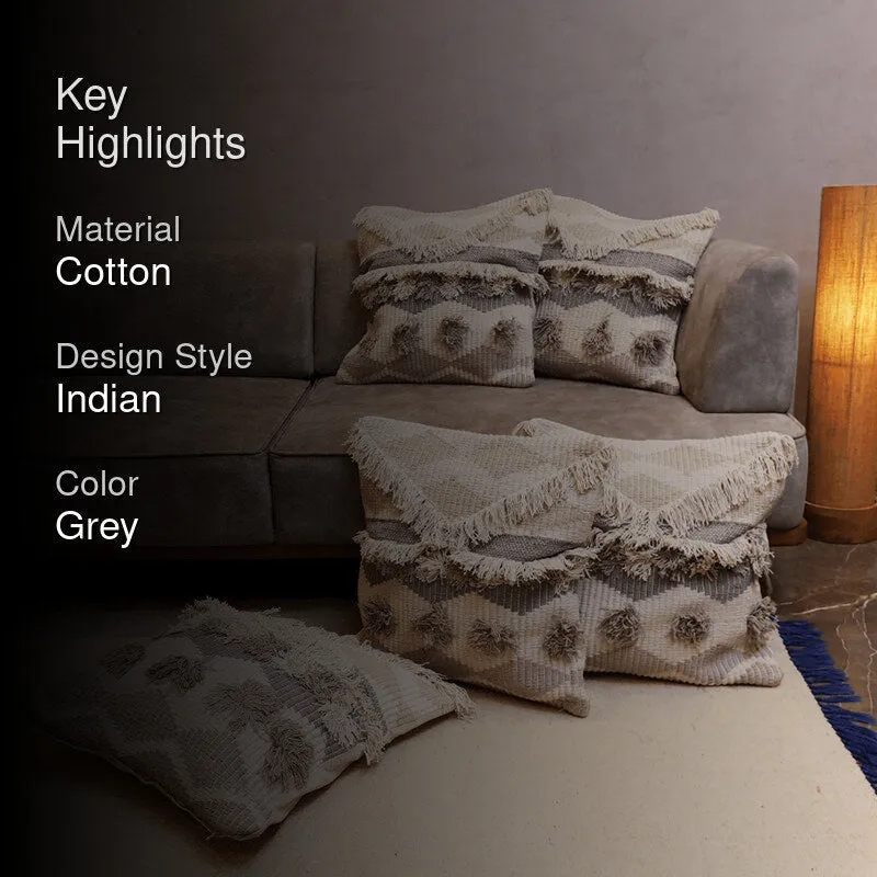 Button Bubble Tufted Cushion Cover (Grey) - Set Of Five media 2