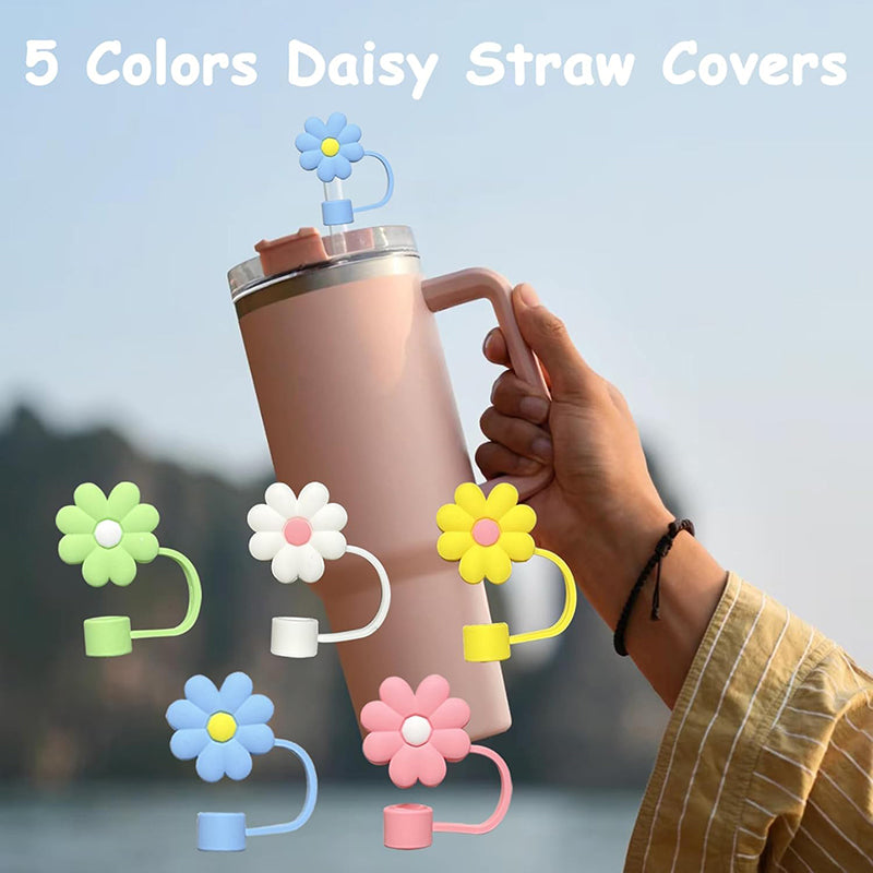 Pastel Daisy Straw Cover - Set Of Five media 6