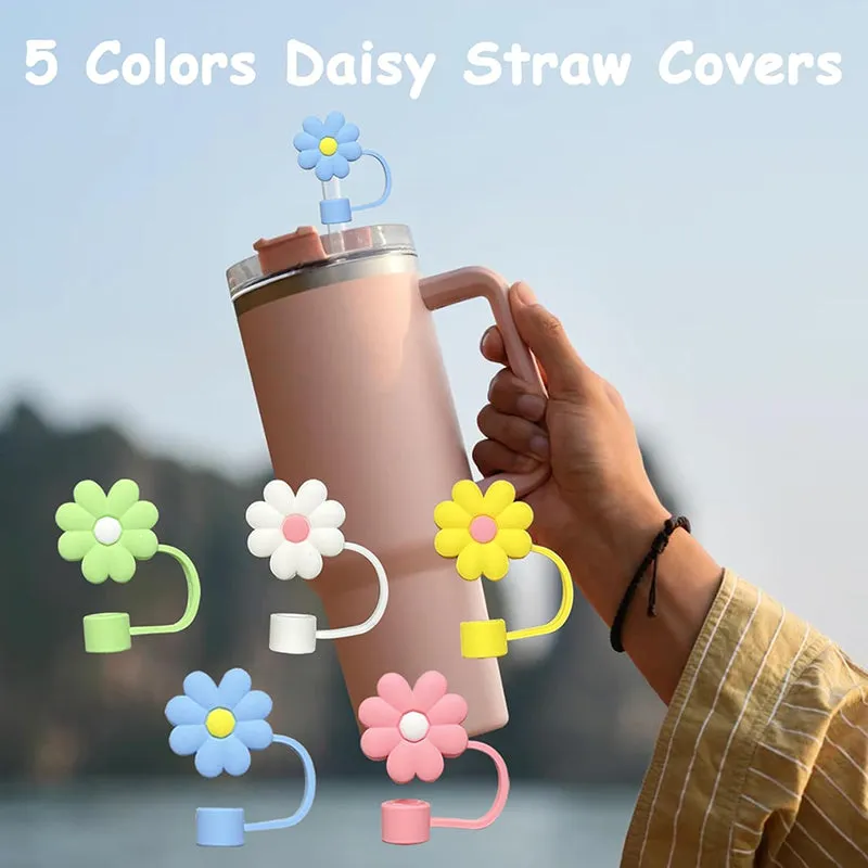 Pastel Daisy Straw Cover - Set Of Five media 6