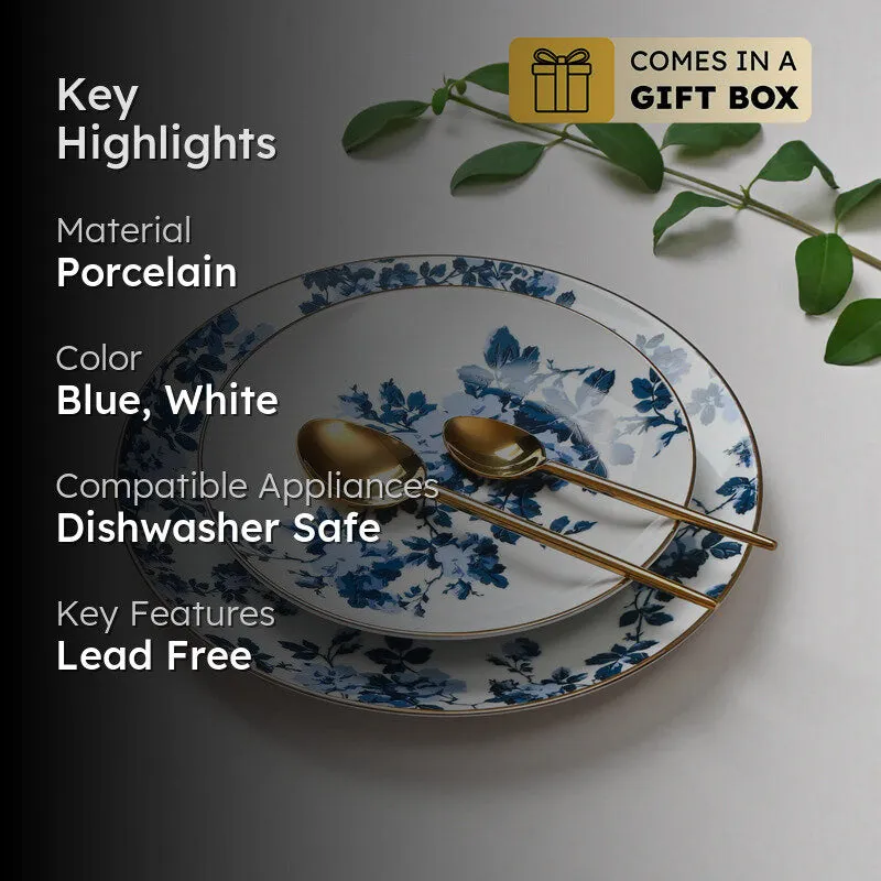 Zeneta Leaves 24k Gold Brushed Porcelain Dinner Set - 21 Piece Set media 2