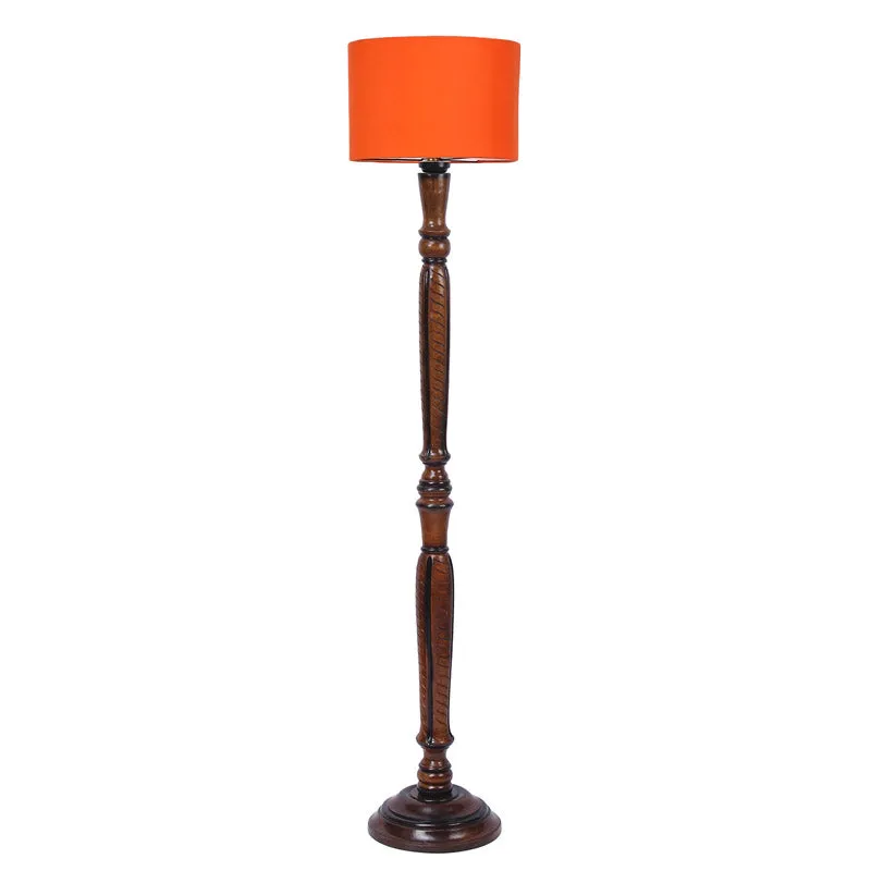 Biya Vintage Wooden Floor Lamp - Orange media 5