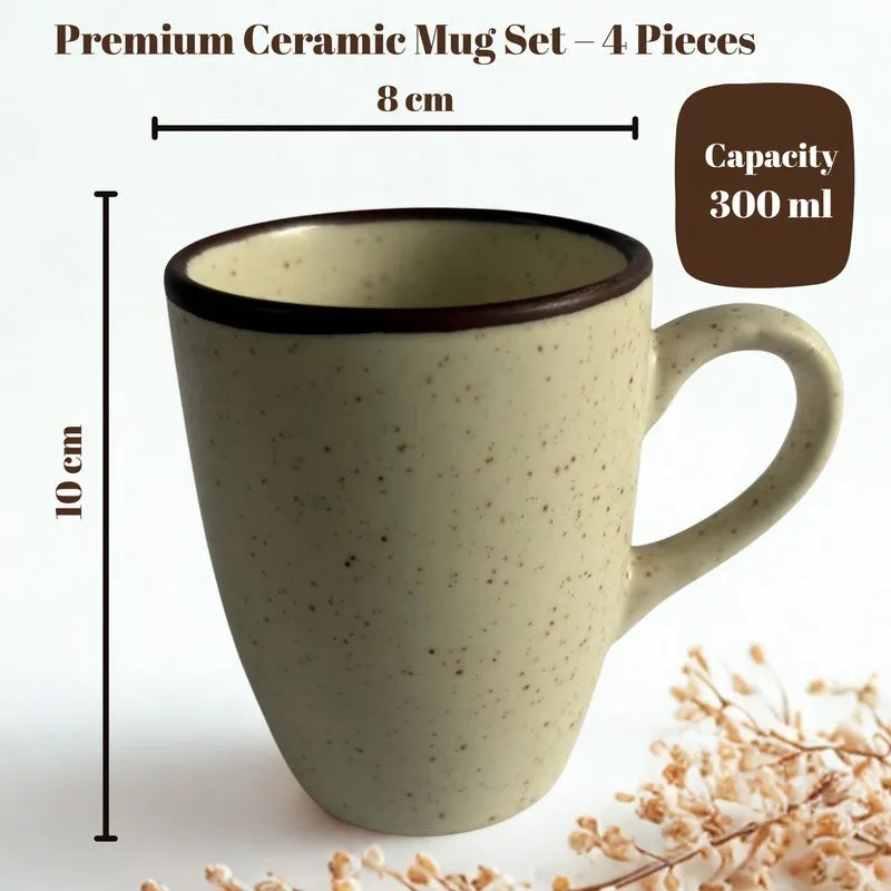 Ceramic Ceramic Coffee Mug (300 mL Each,Beige) - Set Of Four media 6