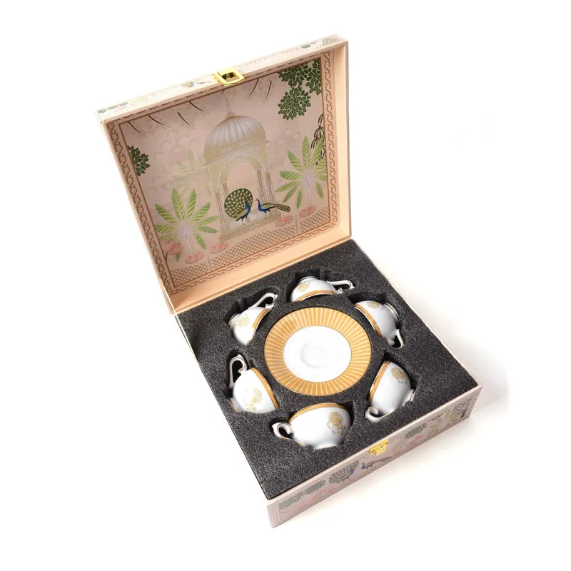 Gilded Iris 24k Gold Brushed Porcelain Tea Cup & Saucer (280 mL) - Set of Six media 8