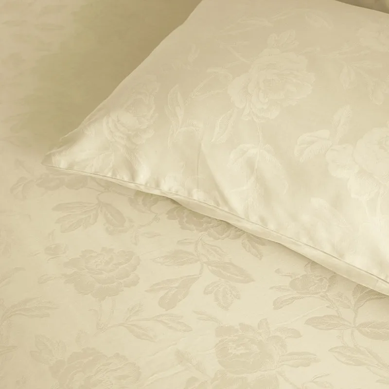 Blooming Rose Jacquard Pillow Cover (Ivory) - Set Of Two media 4
